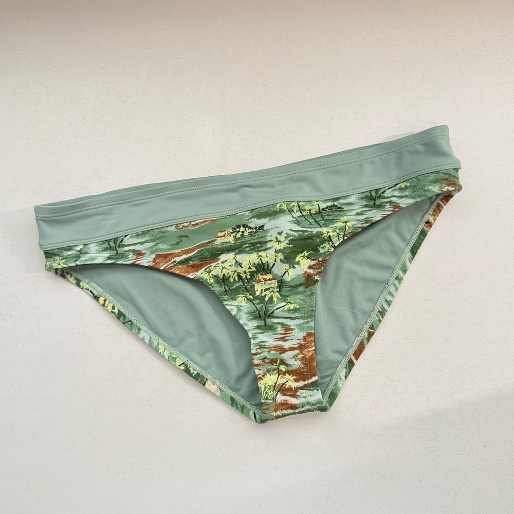 Carve Designs Hula Tropical Island Print Bikini Bottoms Sage Green Womens Large